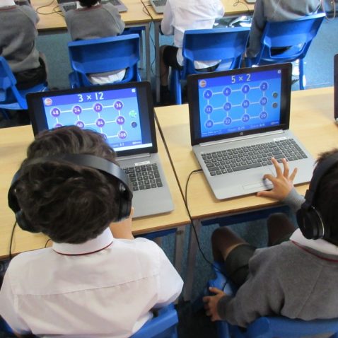 Children using laptops