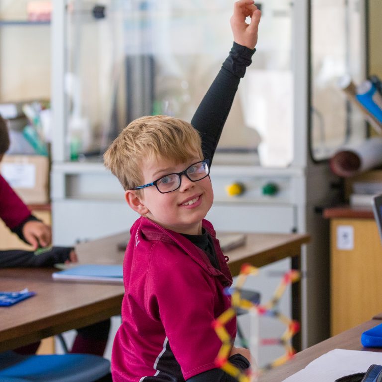 Student raising hand