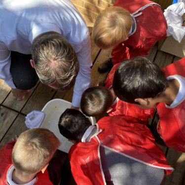 group of school boys on Earth Day