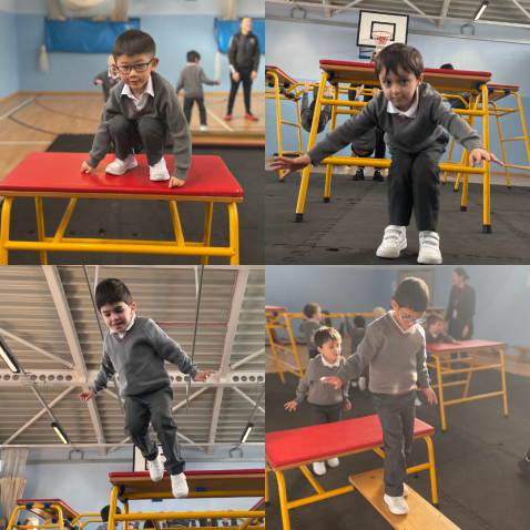 students doing gymnastics