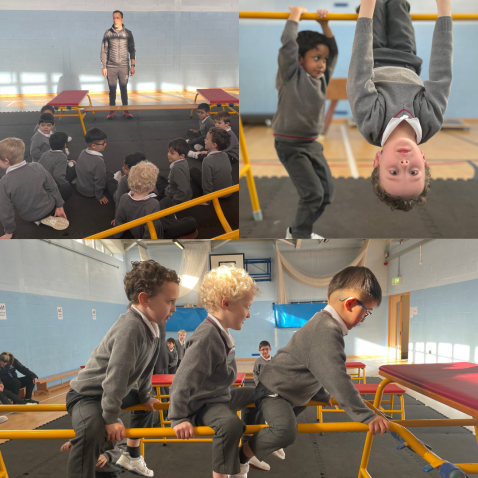 students doing gymnastics