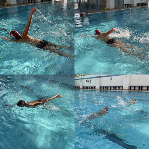 students swimming