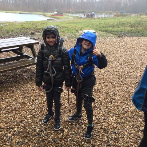 2 students in safety gear