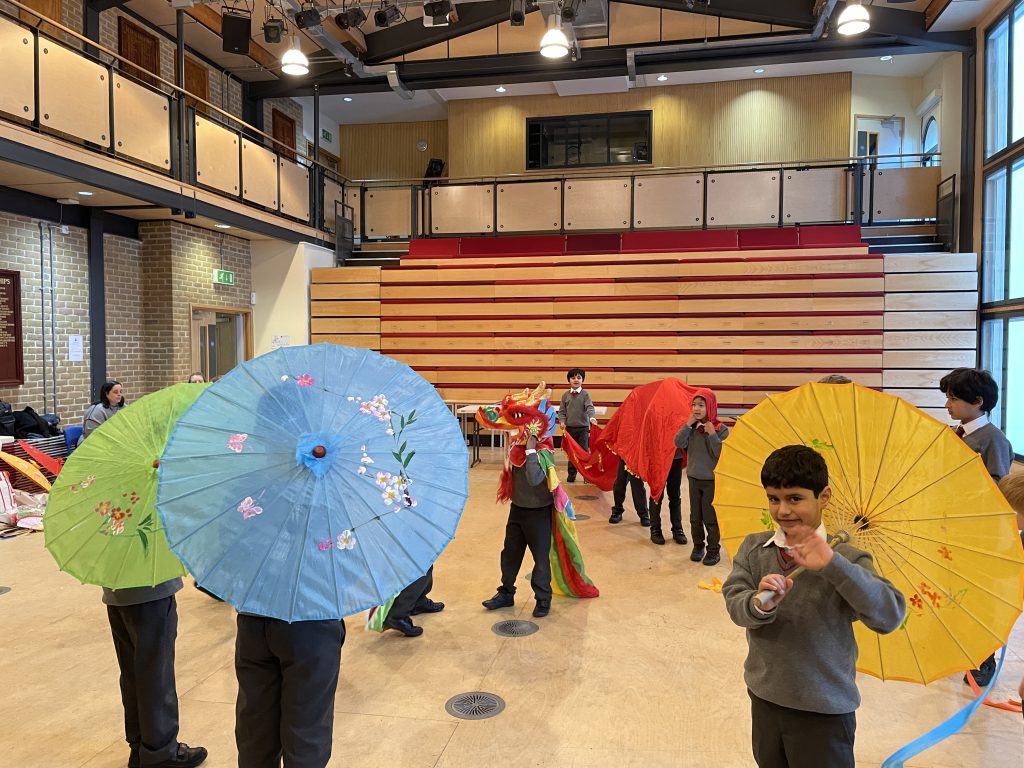 students in a Chinese New Year performance