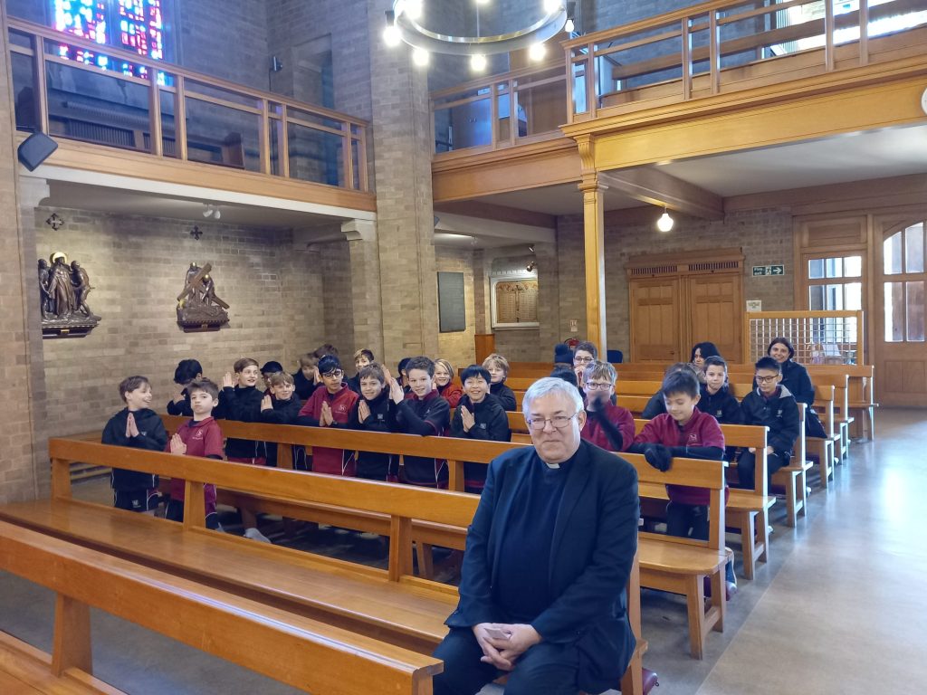 children sat in a church