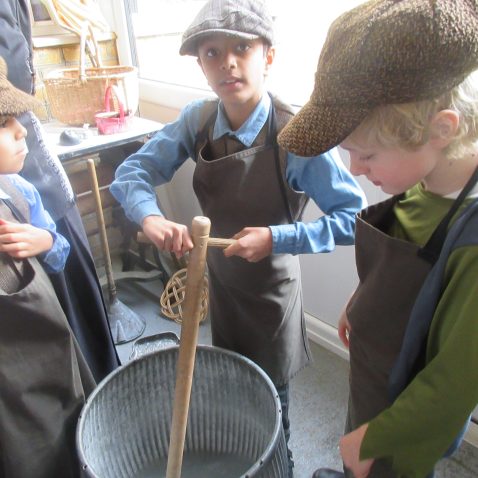 students using a churn