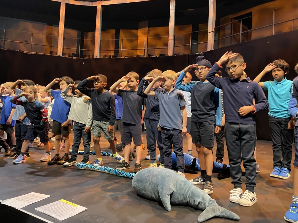 students saluting