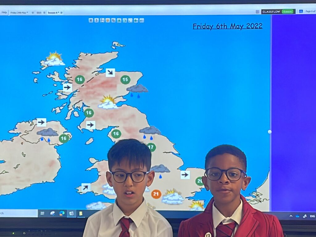 students presenting in class