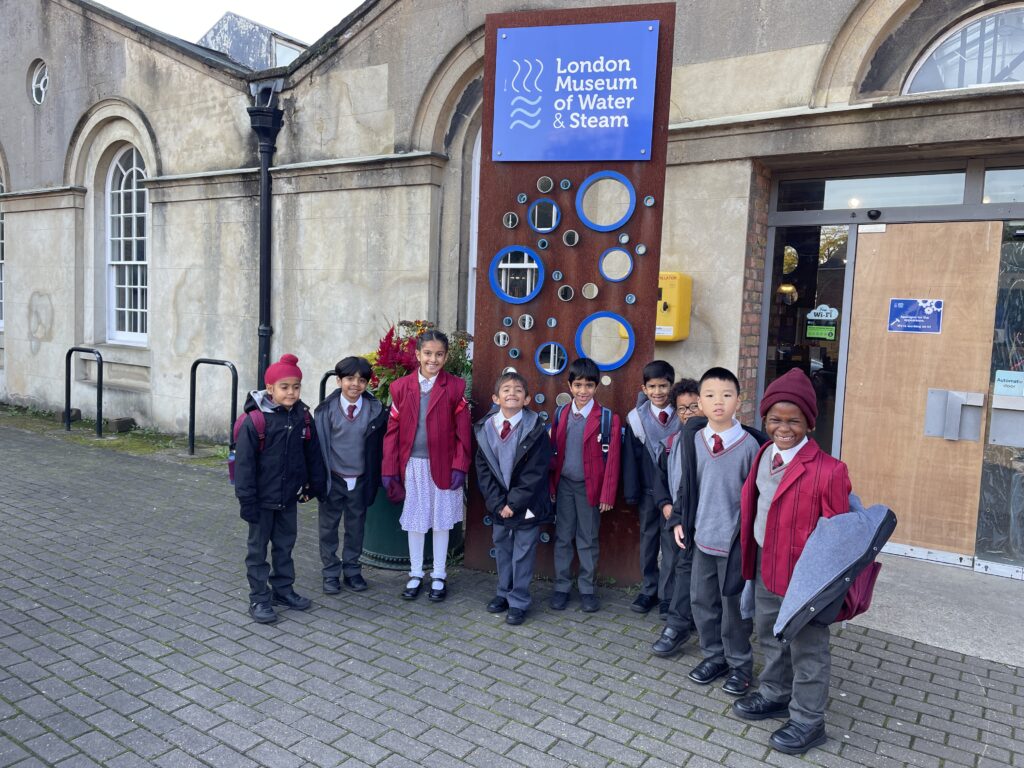 students outside a museum