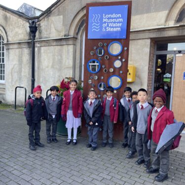 students outside a museum