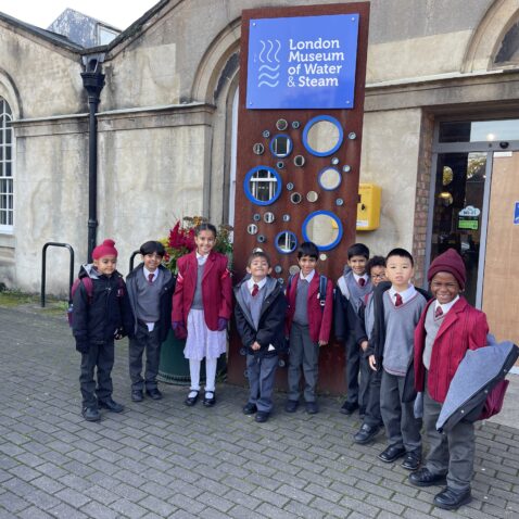 students outside a museum