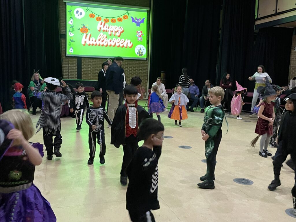 students in halloween outfits