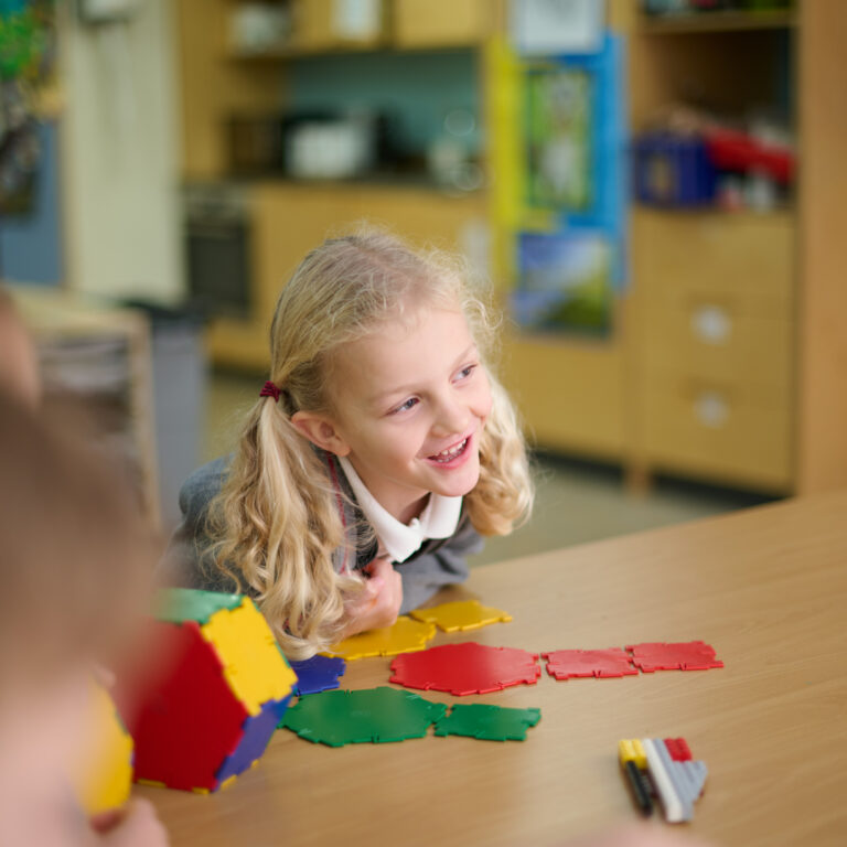 students working with shapes