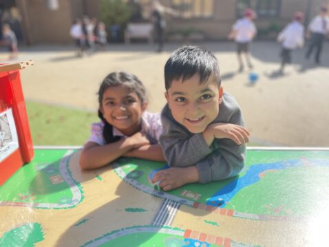 Enjoying the sunshine in The Mall School playground