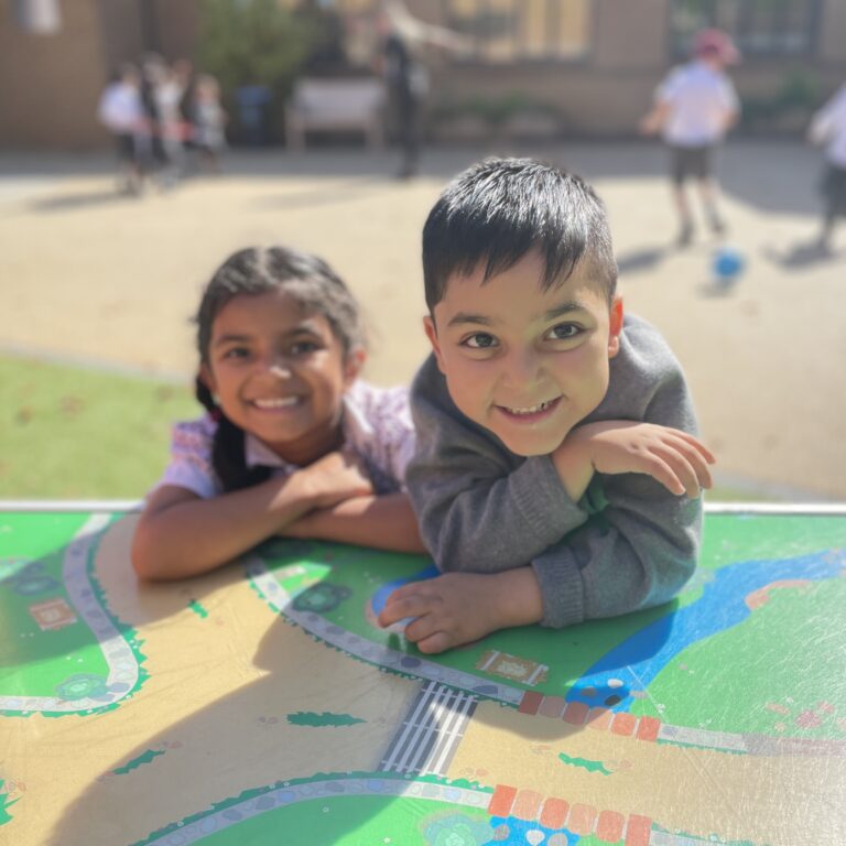Enjoying the sunshine in The Mall School playground