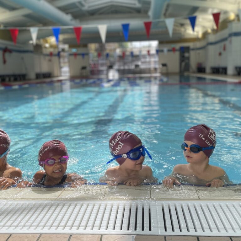 Reception children enjoy swimming in our heated indoor pool from their first week at school