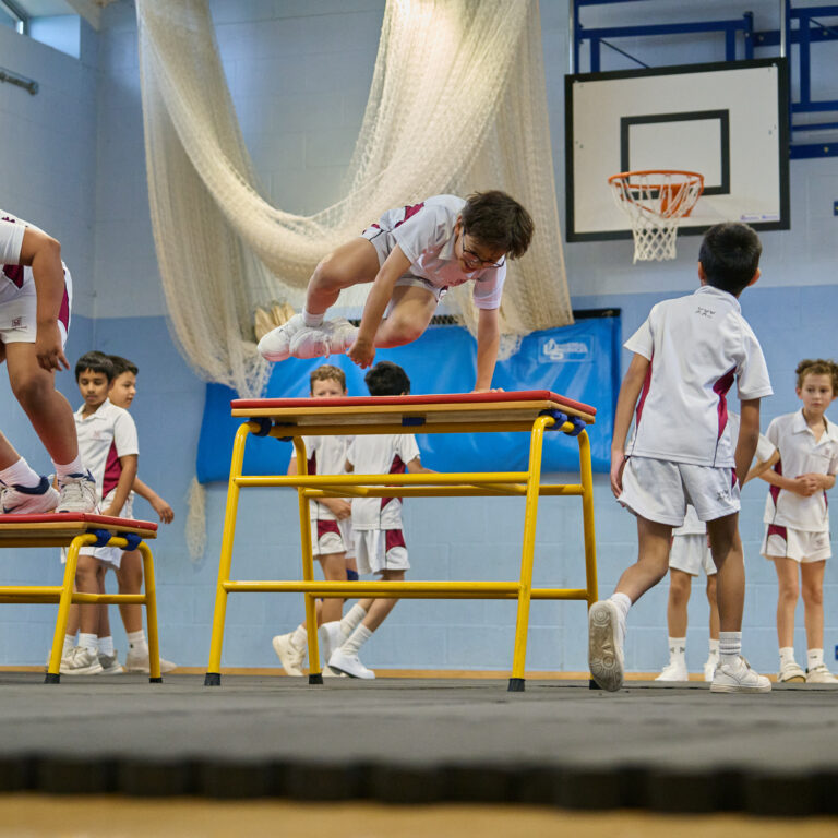 PE lesson in the indoor sports hall
