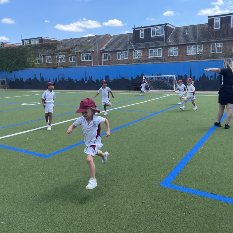 Children running in the outdoor playground